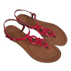 Cole Haan Red Leather T-Strap Sandals